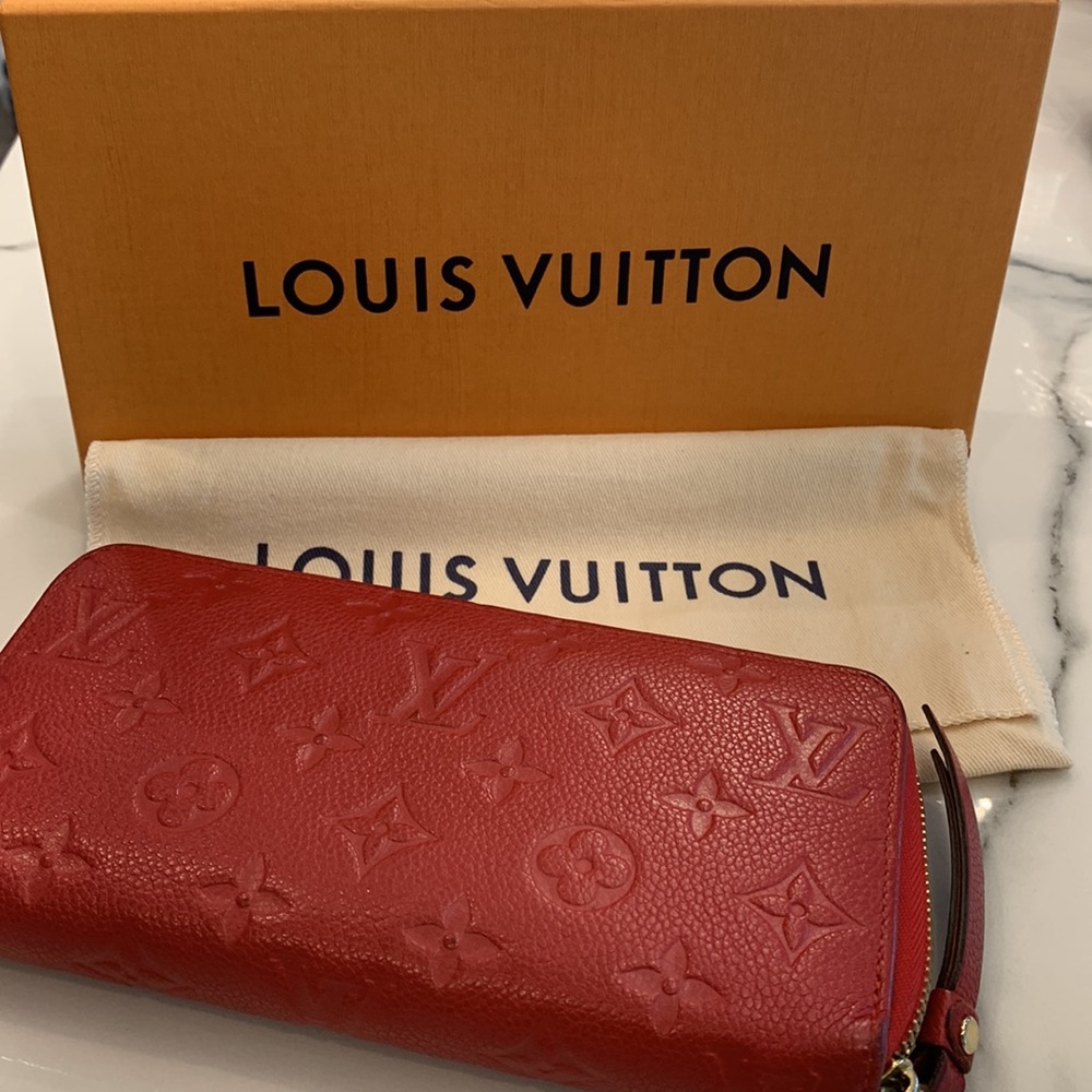 Louis Vuitton Red Empreinte Leather Zip Wallet - Picture 1 of 16